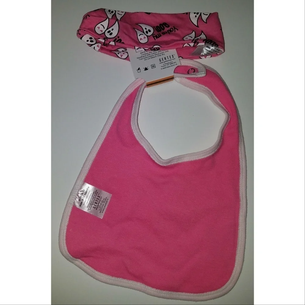NWT You're My Boo! Pink Ghost Halloween Bib & Headband Set Size 0-12 Months